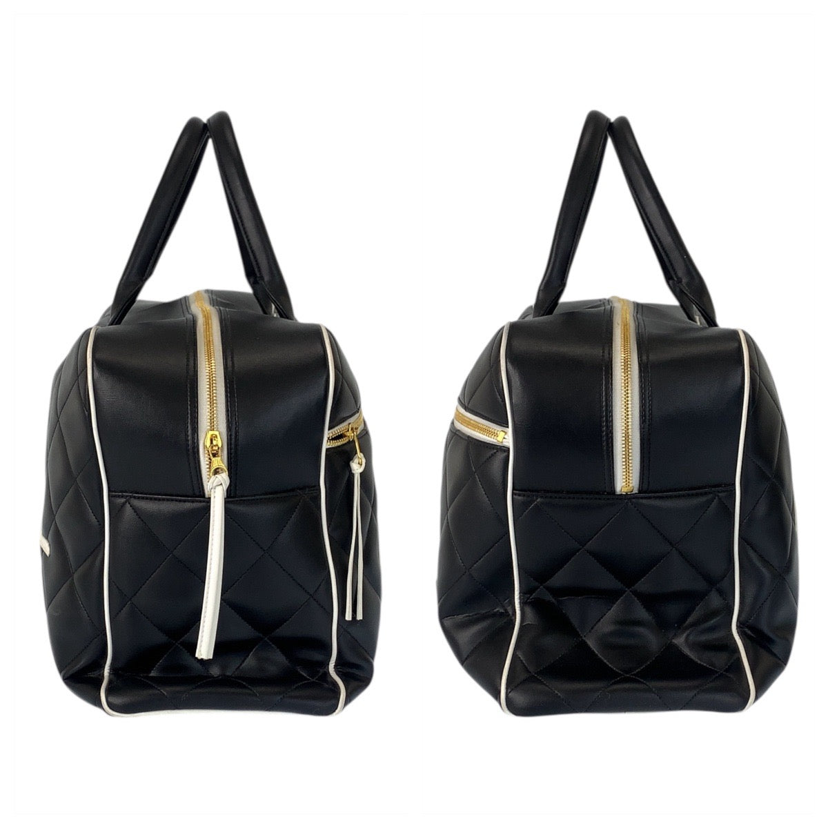 20728
CHANEL シャネル ヴィンテージ マトラッセ ブラック 黒 ゴールド金具 レザー ボストンバッグ ハンドバッグ レディース A420