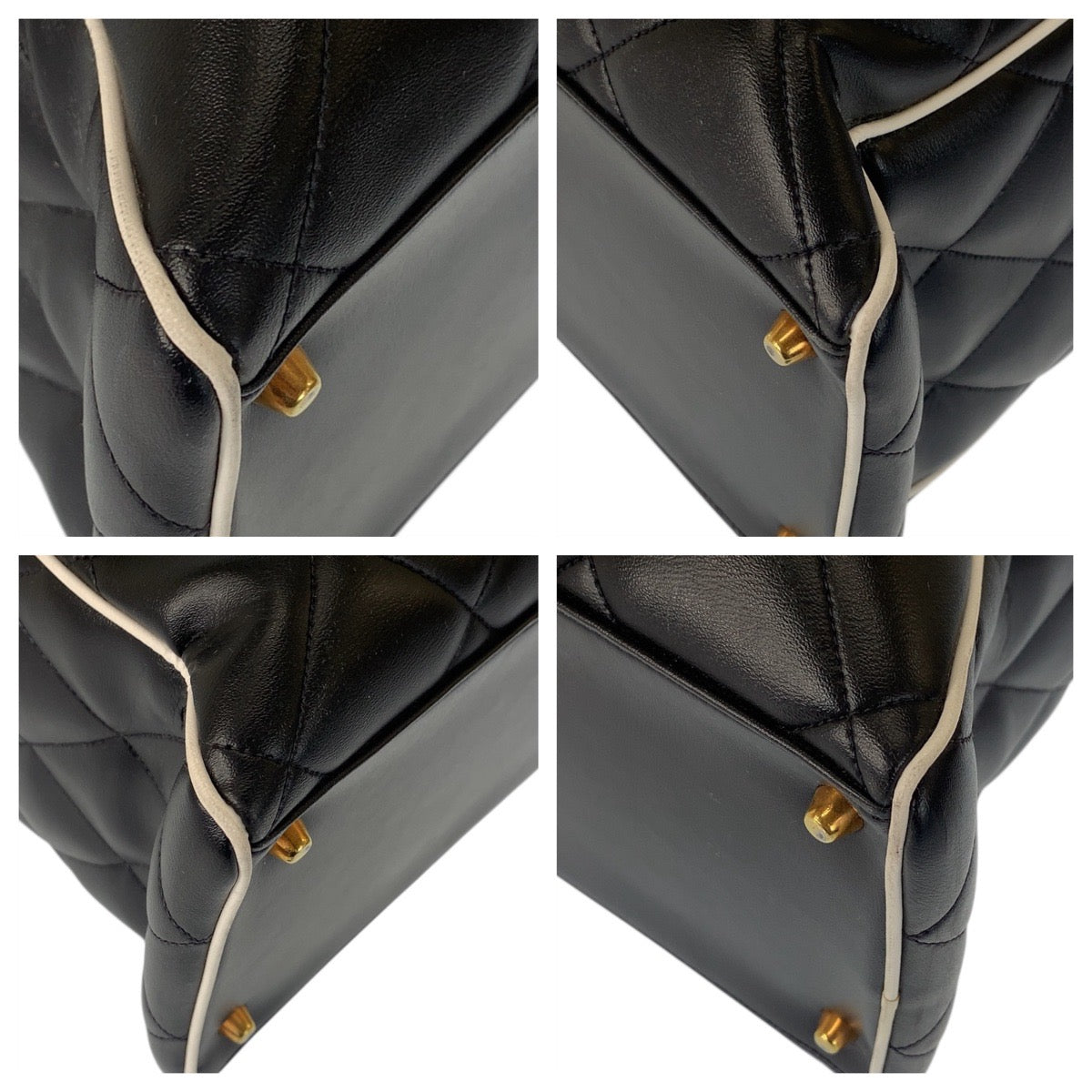 20728
CHANEL シャネル ヴィンテージ マトラッセ ブラック 黒 ゴールド金具 レザー ボストンバッグ ハンドバッグ レディース A420