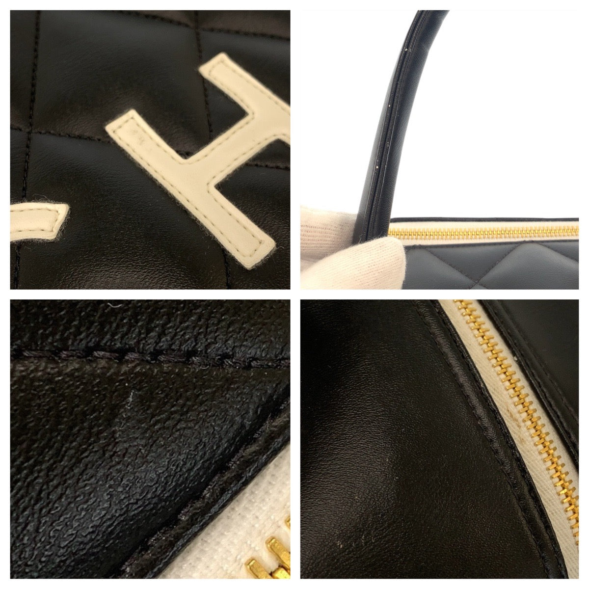 20728
CHANEL シャネル ヴィンテージ マトラッセ ブラック 黒 ゴールド金具 レザー ボストンバッグ ハンドバッグ レディース A420