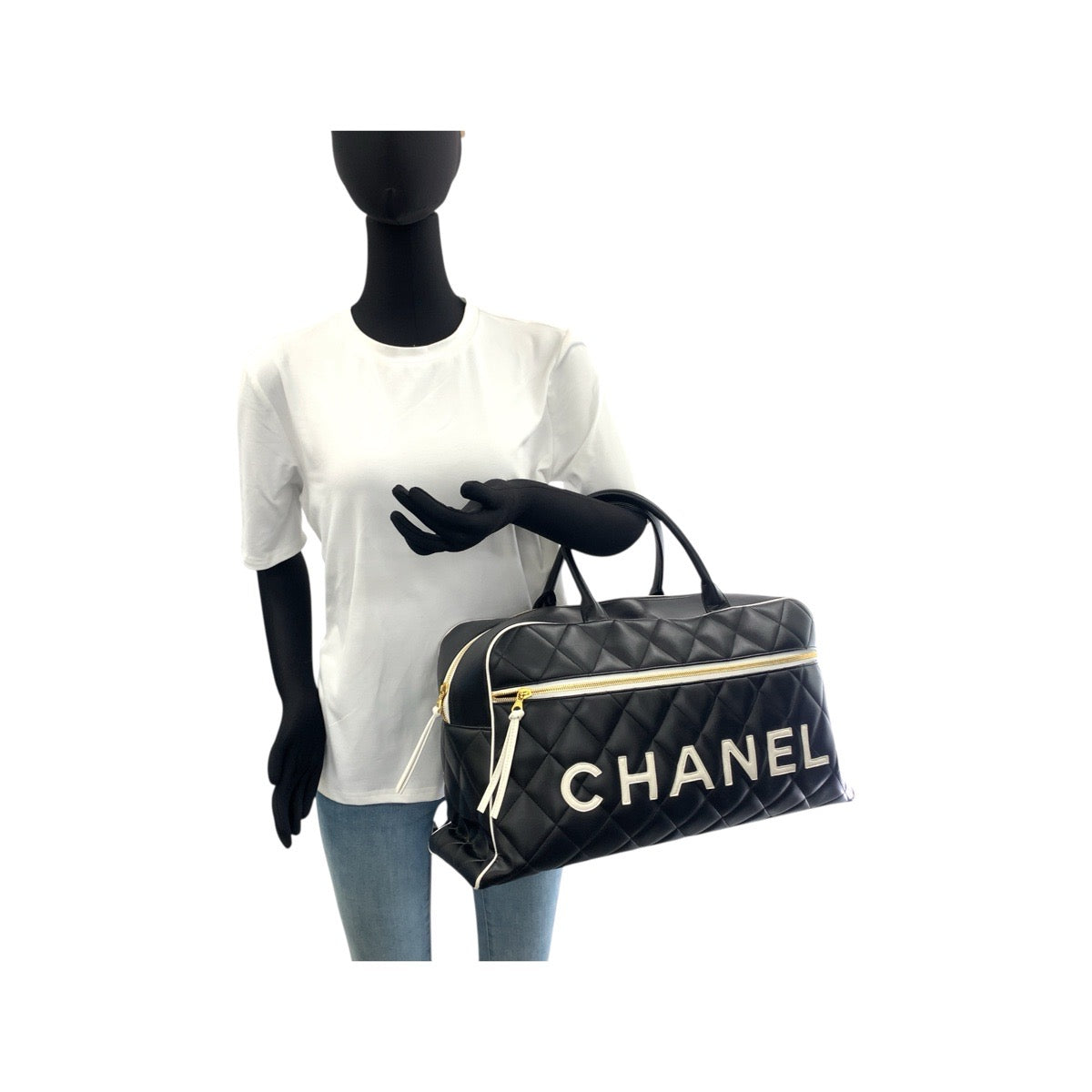 20728
CHANEL シャネル ヴィンテージ マトラッセ ブラック 黒 ゴールド金具 レザー ボストンバッグ ハンドバッグ レディース A420