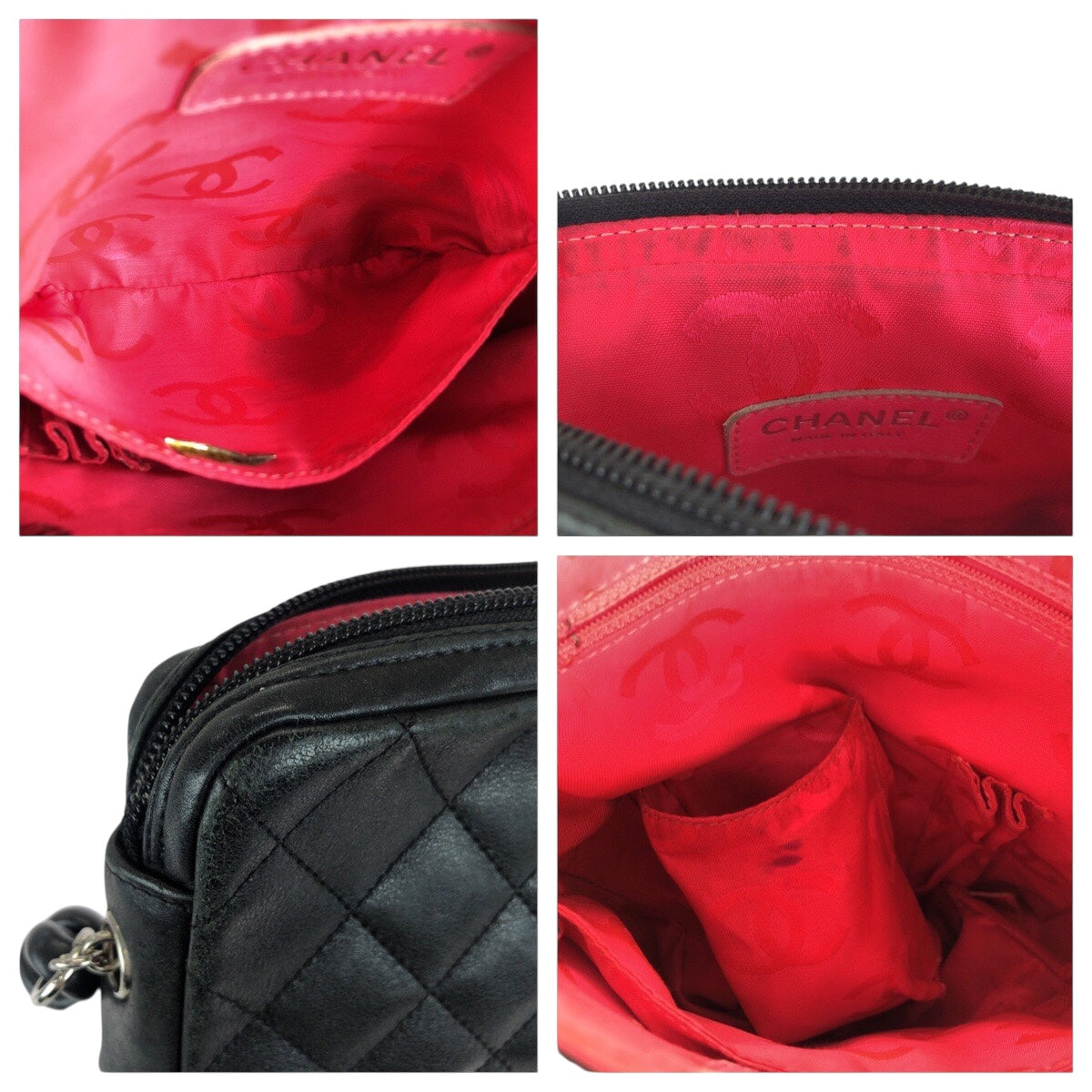 20729
CHANEL シャネル マトラッセ ココマーク ブラック 黒 シルバー金具 ラムスキン ショルダーバッグ ポシェット レディース ABP160