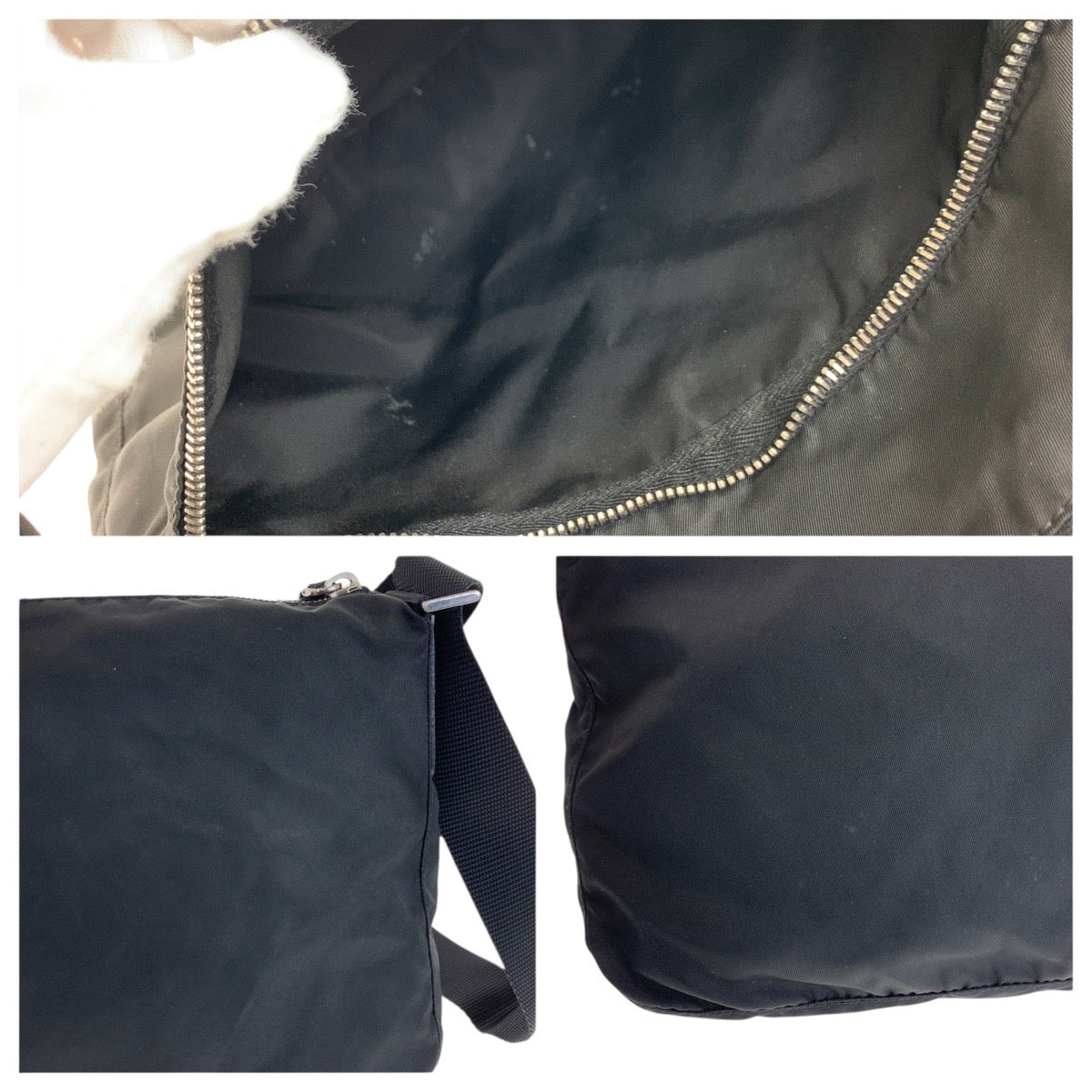 20731
PRADA プラダ テスート 三角ロゴプレート ブラック 黒 シルバー金具 ナイロン / レザー ショルダーバッグ ポシェット レディース ABP36