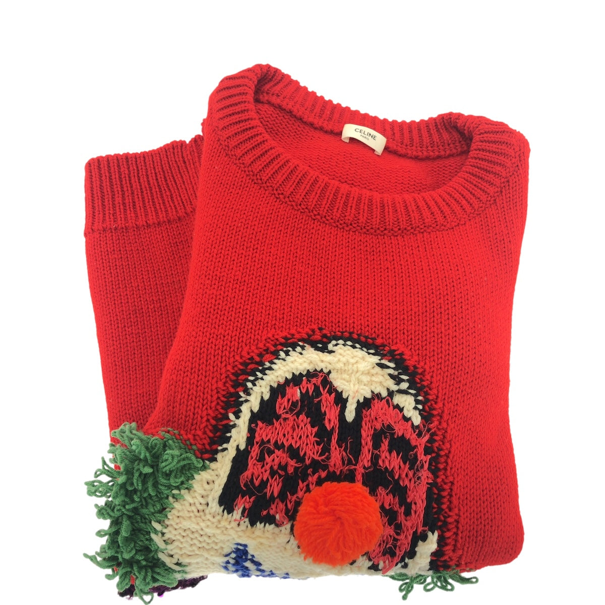20733
CELINE セリーヌ ピエロ スパンコール サイズXS レッド マルチカラー ウール / コットン 2A11L717M セーター ニット レディース ABP68