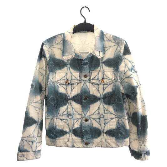 20735
LOUIS VUITTON ルイヴィトン モノグラム シボリプリンテッドジャケット サイズ48 ホワイト ブルーゴールド金具 コットン RM231 X67 HOA90W デニムジャケット メンズ ABP140