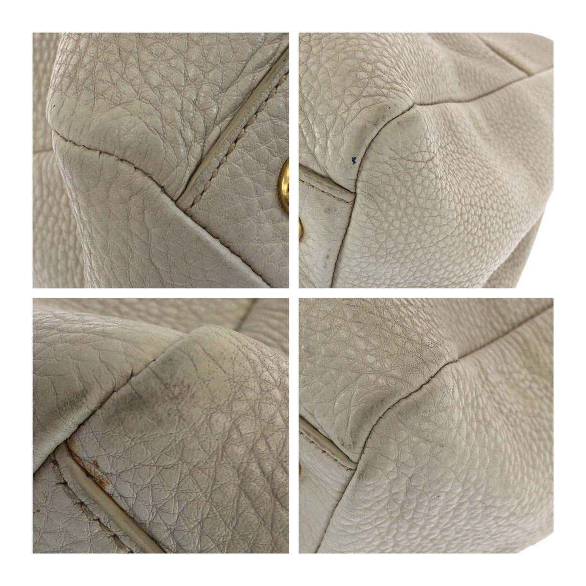 20740
PRADA プラダ ヴィテッロ オフホワイト アイボリー ゴールド金具 レザー トートバッグ ハンドバッグ レディース AB45