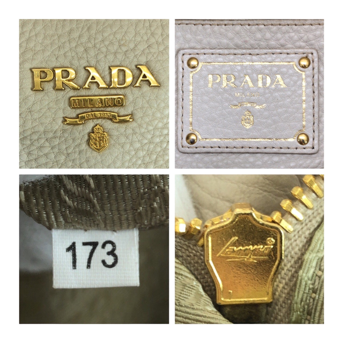 20740
PRADA プラダ ヴィテッロ オフホワイト アイボリー ゴールド金具 レザー トートバッグ ハンドバッグ レディース AB45
