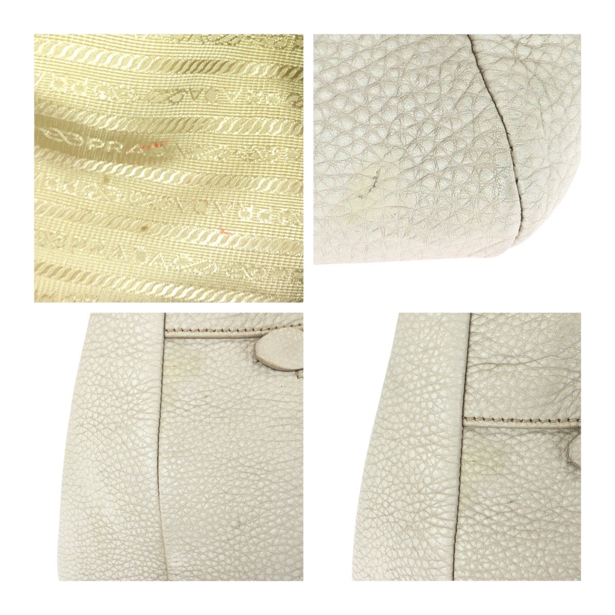 20740
PRADA プラダ ヴィテッロ オフホワイト アイボリー ゴールド金具 レザー トートバッグ ハンドバッグ レディース AB45