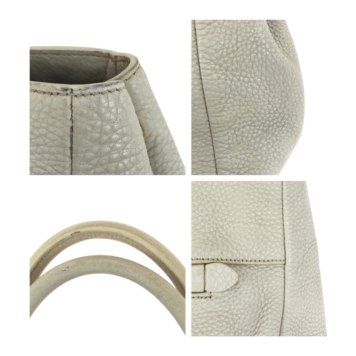 20740
PRADA プラダ ヴィテッロ オフホワイト アイボリー ゴールド金具 レザー トートバッグ ハンドバッグ レディース AB45