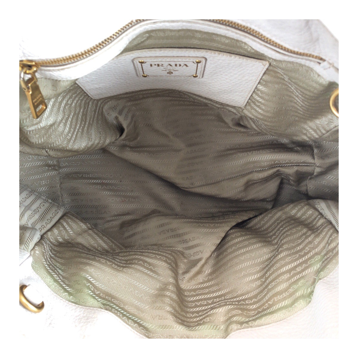 20740
PRADA プラダ ヴィテッロ オフホワイト アイボリー ゴールド金具 レザー トートバッグ ハンドバッグ レディース AB45