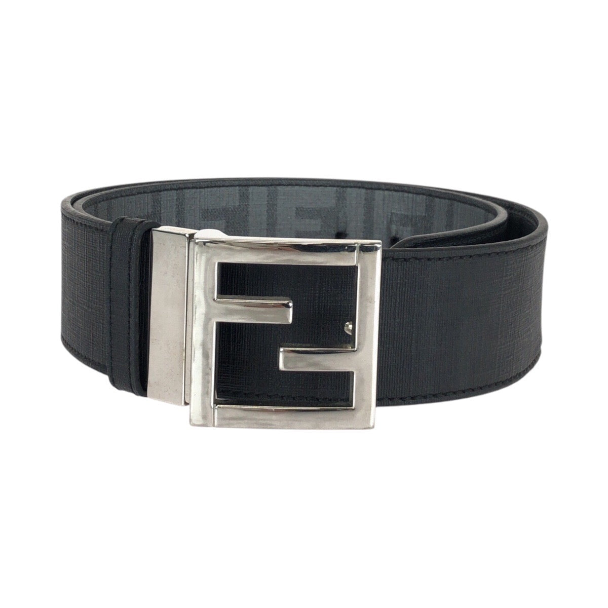 20742
FENDI フェンディ FFロゴ ズッカ柄 リバーシブルベルト ブラック 黒 シルバー金具 レザー ベルト メンズ ABP20