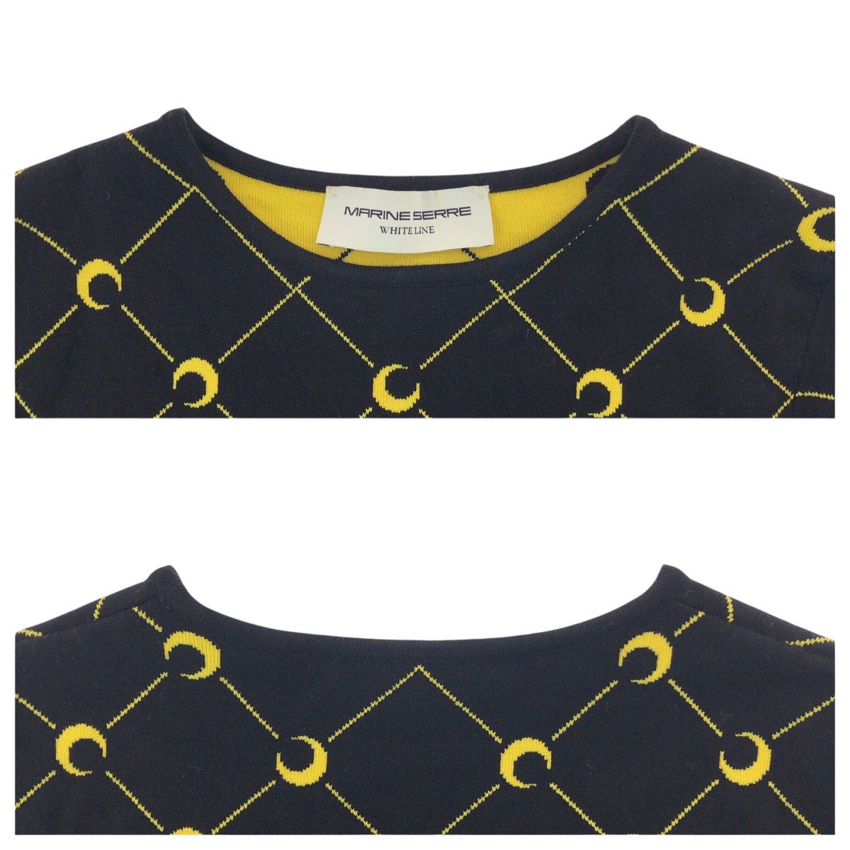 20744
MARINE SERRE マリーン セル 三日月 サイズS ブラック 黒 イエロー ポリエステル / ポリアミド / ビスコース セーター ニット レディース A21