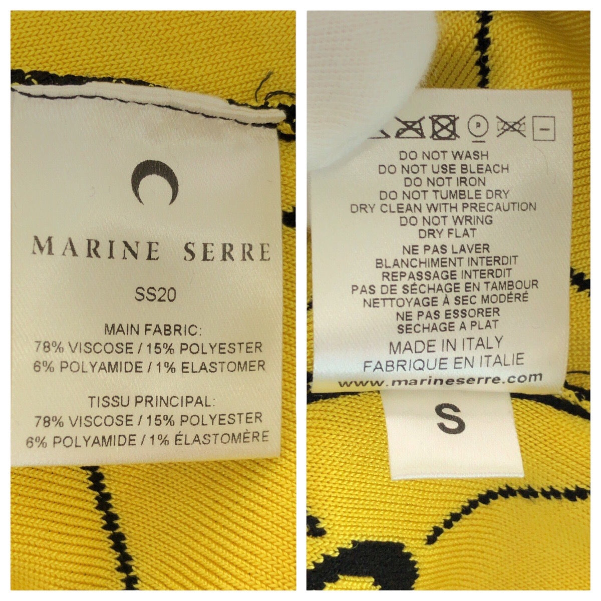 20744
MARINE SERRE マリーン セル 三日月 サイズS ブラック 黒 イエロー ポリエステル / ポリアミド / ビスコース セーター ニット レディース A21