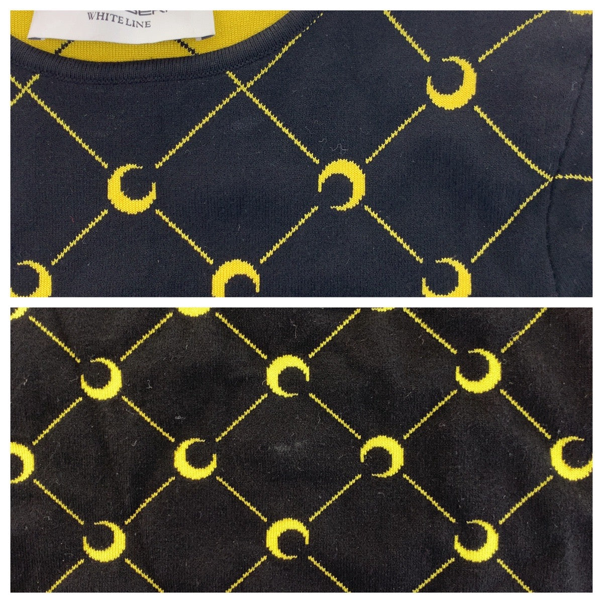 20744
MARINE SERRE マリーン セル 三日月 サイズS ブラック 黒 イエロー ポリエステル / ポリアミド / ビスコース セーター ニット レディース A21