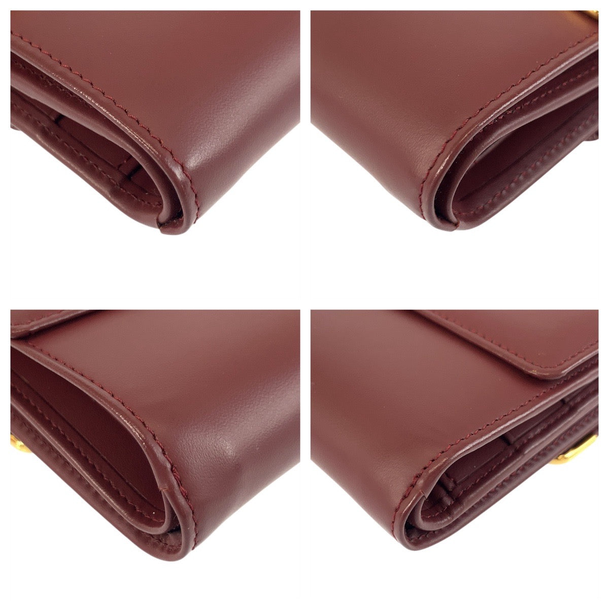 20752
CARTIER カルティエ マストライン ボルドー ゴールド金具 レザー 折財布 コンパクトウォレット レディース SA28