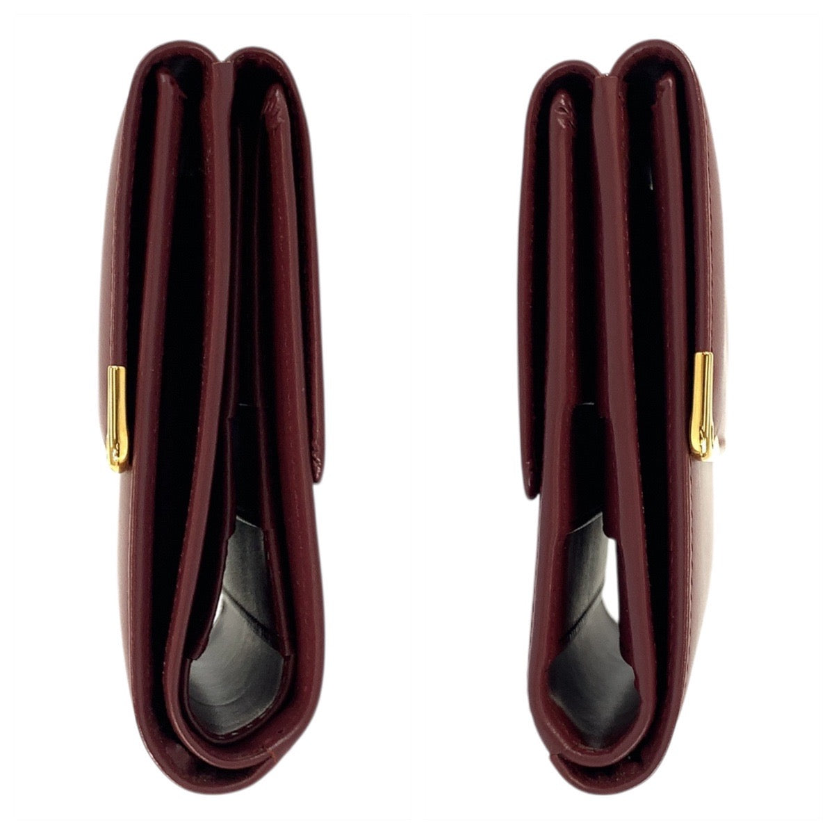 20752
CARTIER カルティエ マストライン ボルドー ゴールド金具 レザー 折財布 コンパクトウォレット レディース SA28