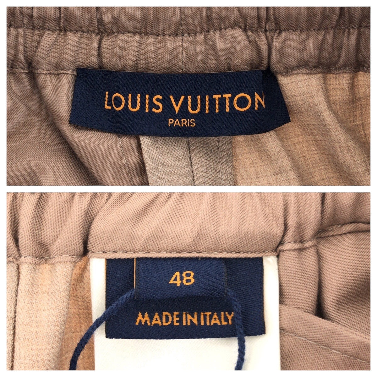 20754
LOUIS VUITTON ルイヴィトン サイズ48 ベージュ ウール ドローストリングパンツ トラウザー メンズ S80