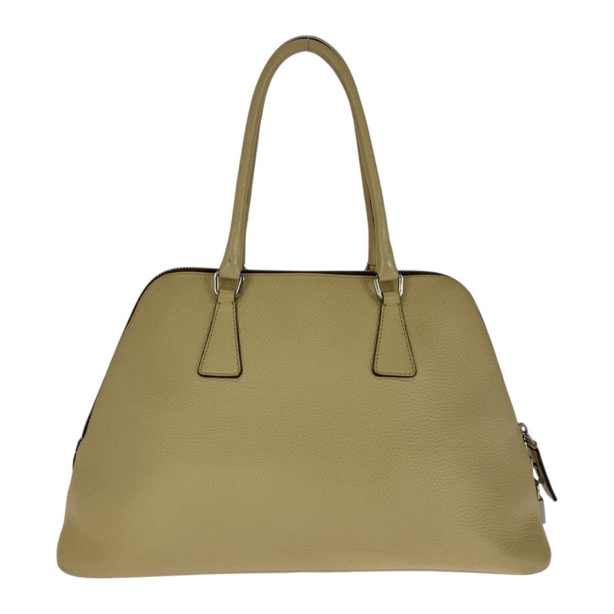 20761
PRADA プラダ サフィアーノ 三角ロゴプレート ベージュ シルバー金具 レザー ハンドバッグ ショルダーバッグ レディース ABP40