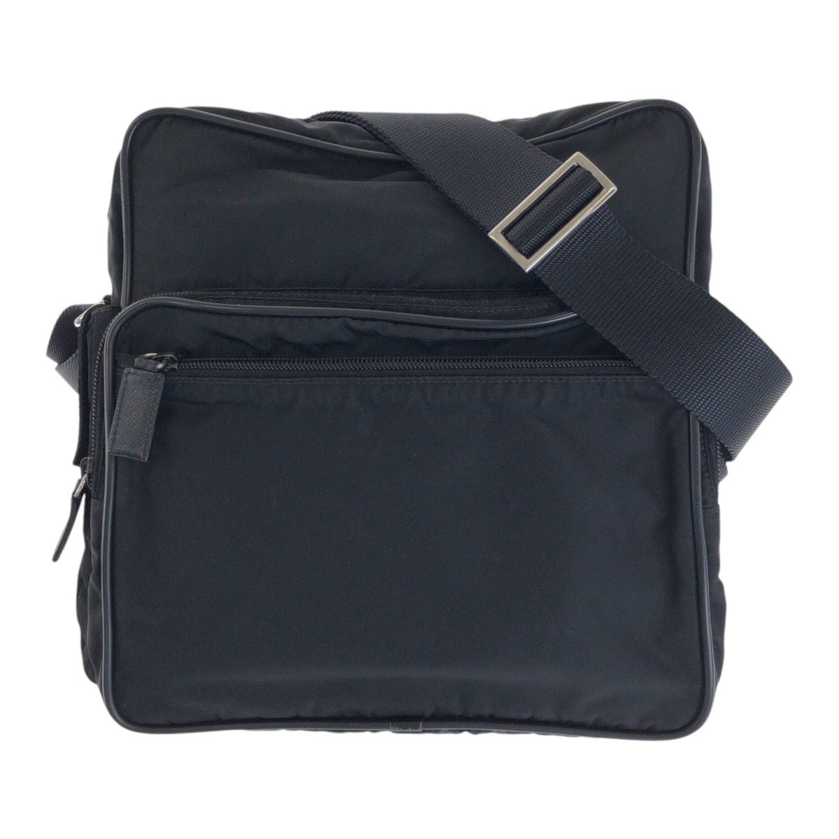 20762
PRADA Tessuto Triangle Logo Plate Black Silver Hardware Nylon Shoulder Bag Messenger Bag Ladies ABP40