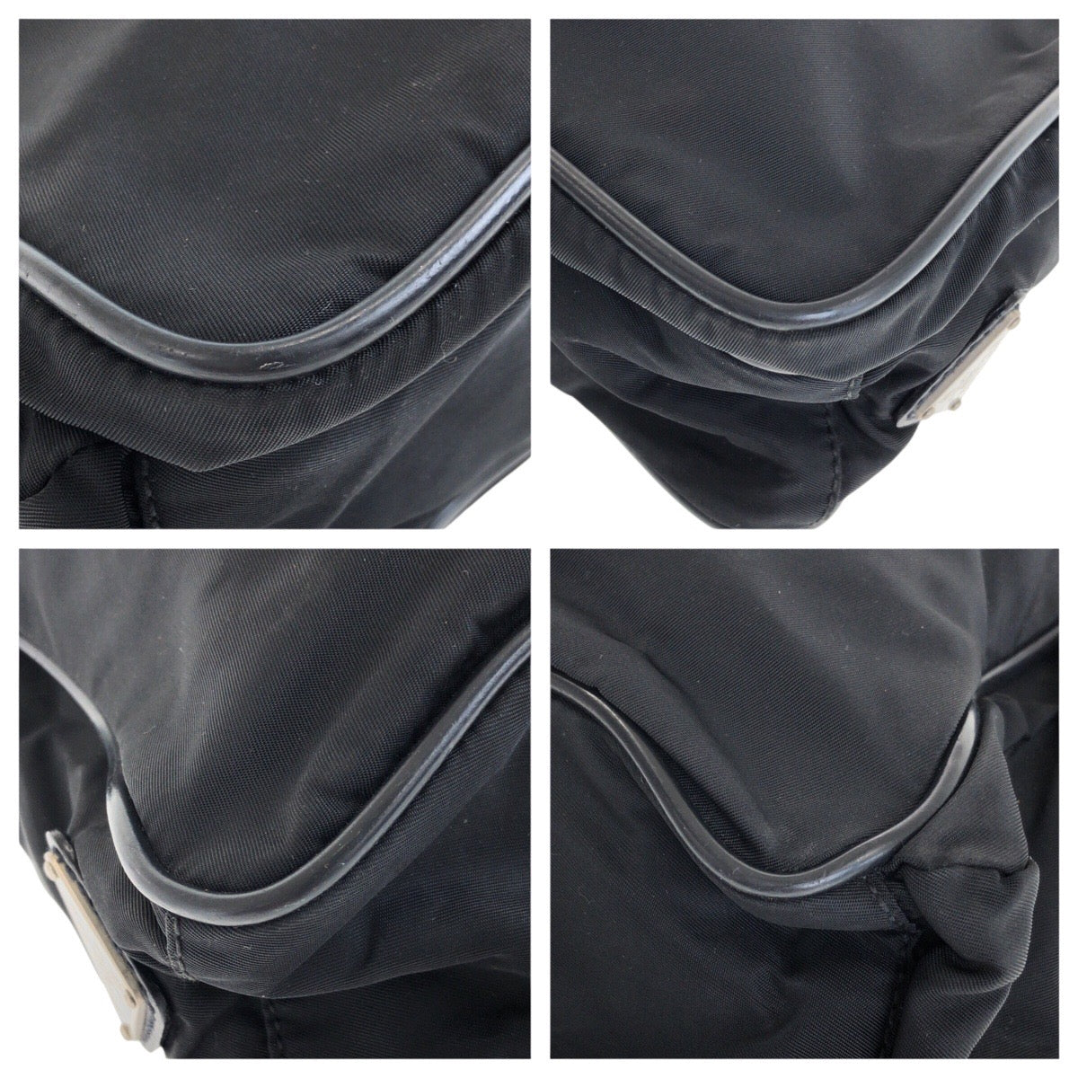 20762
PRADA Tessuto Triangle Logo Plate Black Silver Hardware Nylon Shoulder Bag Messenger Bag Ladies ABP40
