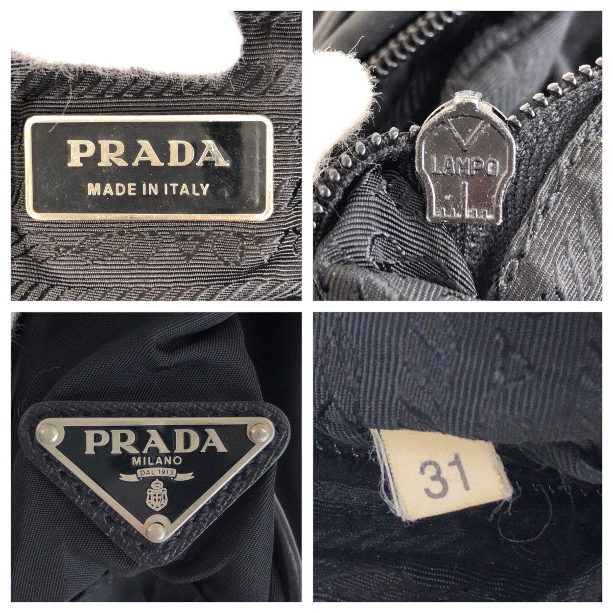 20762
PRADA Tessuto Triangle Logo Plate Black Silver Hardware Nylon Shoulder Bag Messenger Bag Ladies ABP40