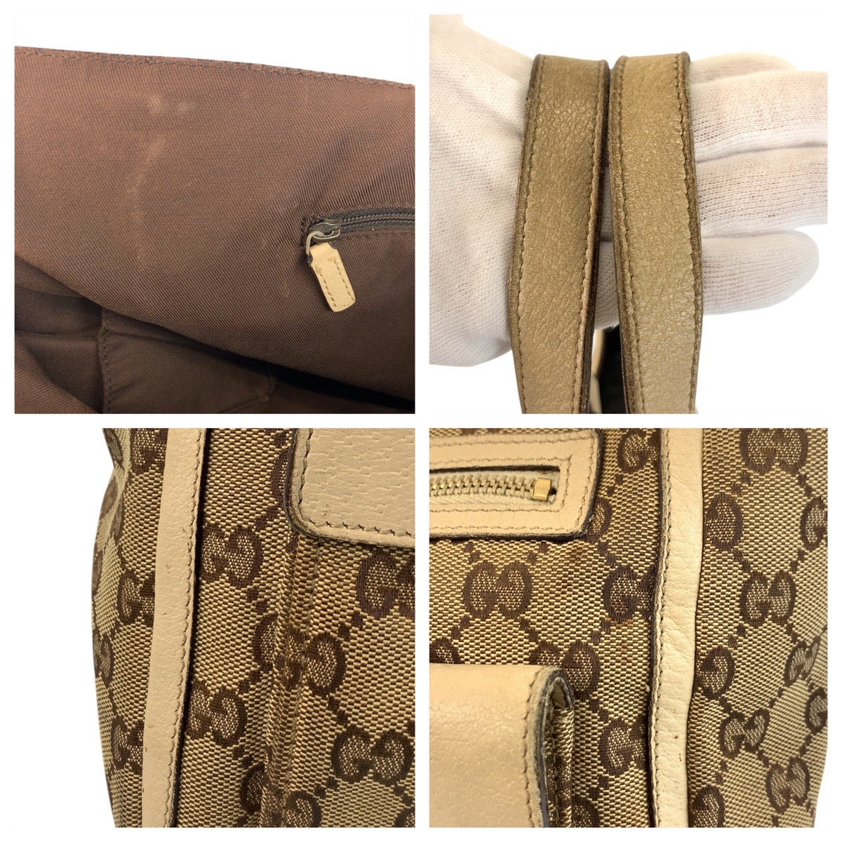 20763
GUCCI グッチ ベージュ ゴールド金具 GGキャンバス / レザー 146247 トートバッグ ショルダーバッグ レディース B15