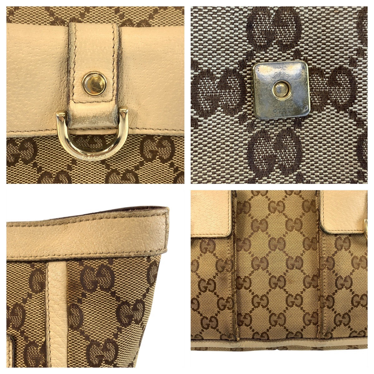 20763
GUCCI グッチ ベージュ ゴールド金具 GGキャンバス / レザー 146247 トートバッグ ショルダーバッグ レディース B15
