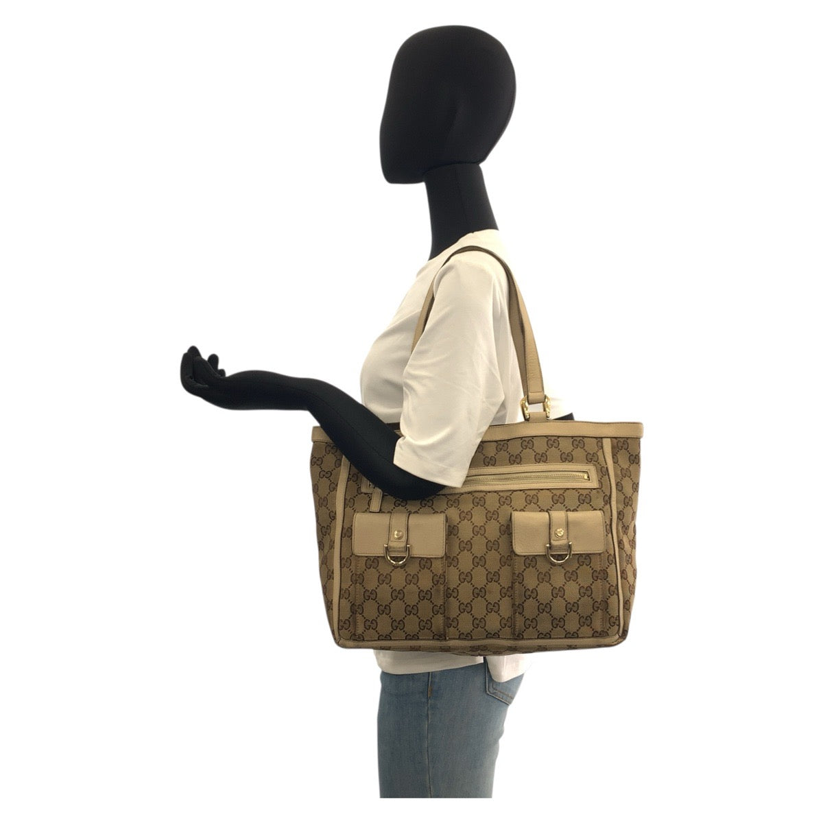 20763
GUCCI グッチ ベージュ ゴールド金具 GGキャンバス / レザー 146247 トートバッグ ショルダーバッグ レディース B15