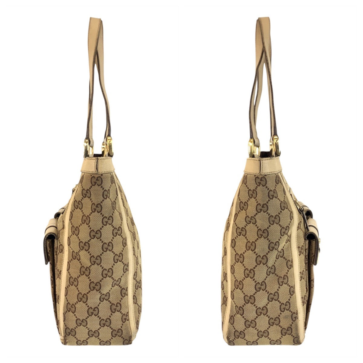 20763
GUCCI グッチ ベージュ ゴールド金具 GGキャンバス / レザー 146247 トートバッグ ショルダーバッグ レディース B15