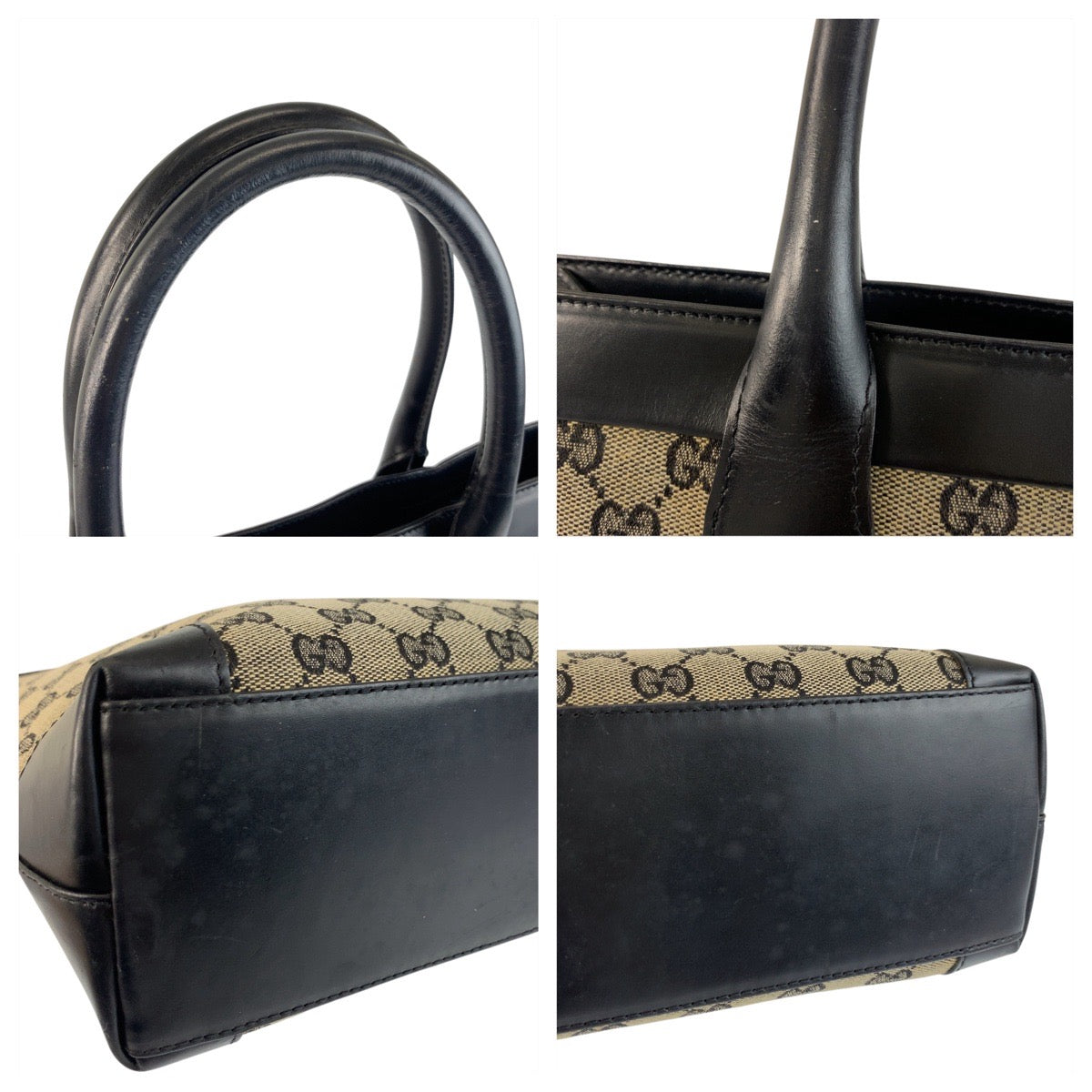 20764
GUCCI グッチ ブラック 黒 GGキャンバス / レザー 002 1119 トートバッグ ハンドバッグ レディース AB35