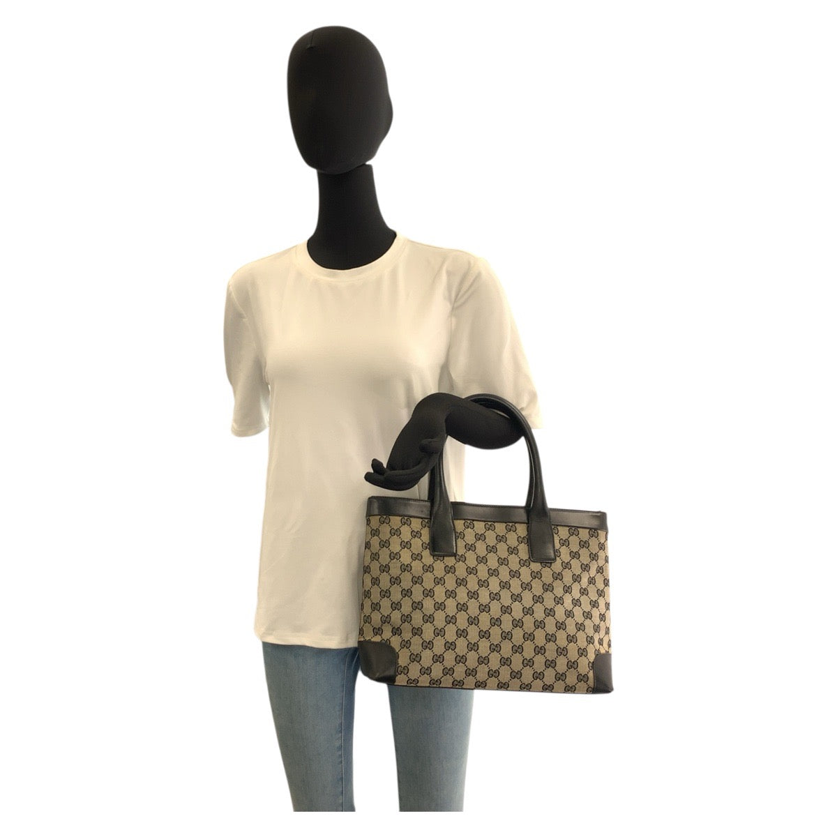 20764
GUCCI グッチ ブラック 黒 GGキャンバス / レザー 002 1119 トートバッグ ハンドバッグ レディース AB35