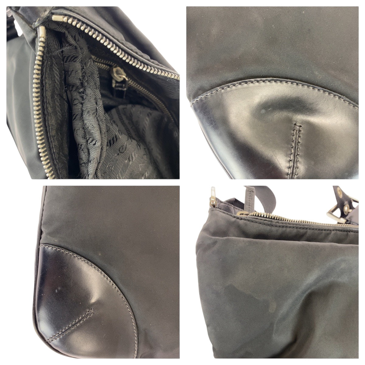 20765
PRADA プラダ テスート 三角ロゴプレート ブラック 黒 シルバー金具 ナイロン / レザー ショルダーバッグ メッセンジャーバッグ レディース ABP35