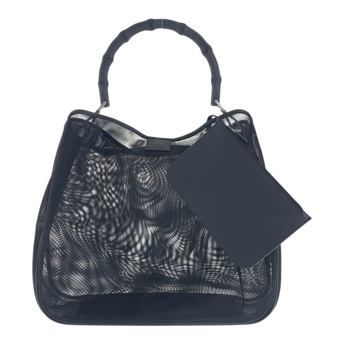 20766
GUCCI グッチ バンブー メッシュ ブラック 黒 シルバー金具 ナイロン / レザー 001.5577 トートバッグ ハンドバッグ レディース ABP28