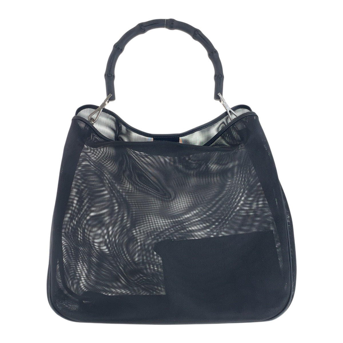 20766
GUCCI グッチ バンブー メッシュ ブラック 黒 シルバー金具 ナイロン / レザー 001.5577 トートバッグ ハンドバッグ レディース ABP28