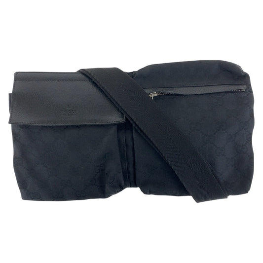 20768
GUCCI グッチ ブラック 黒 シルバー金具 GGキャンバス / レザー 28566 ボディバッグ ウエストポーチ レディース ABP42