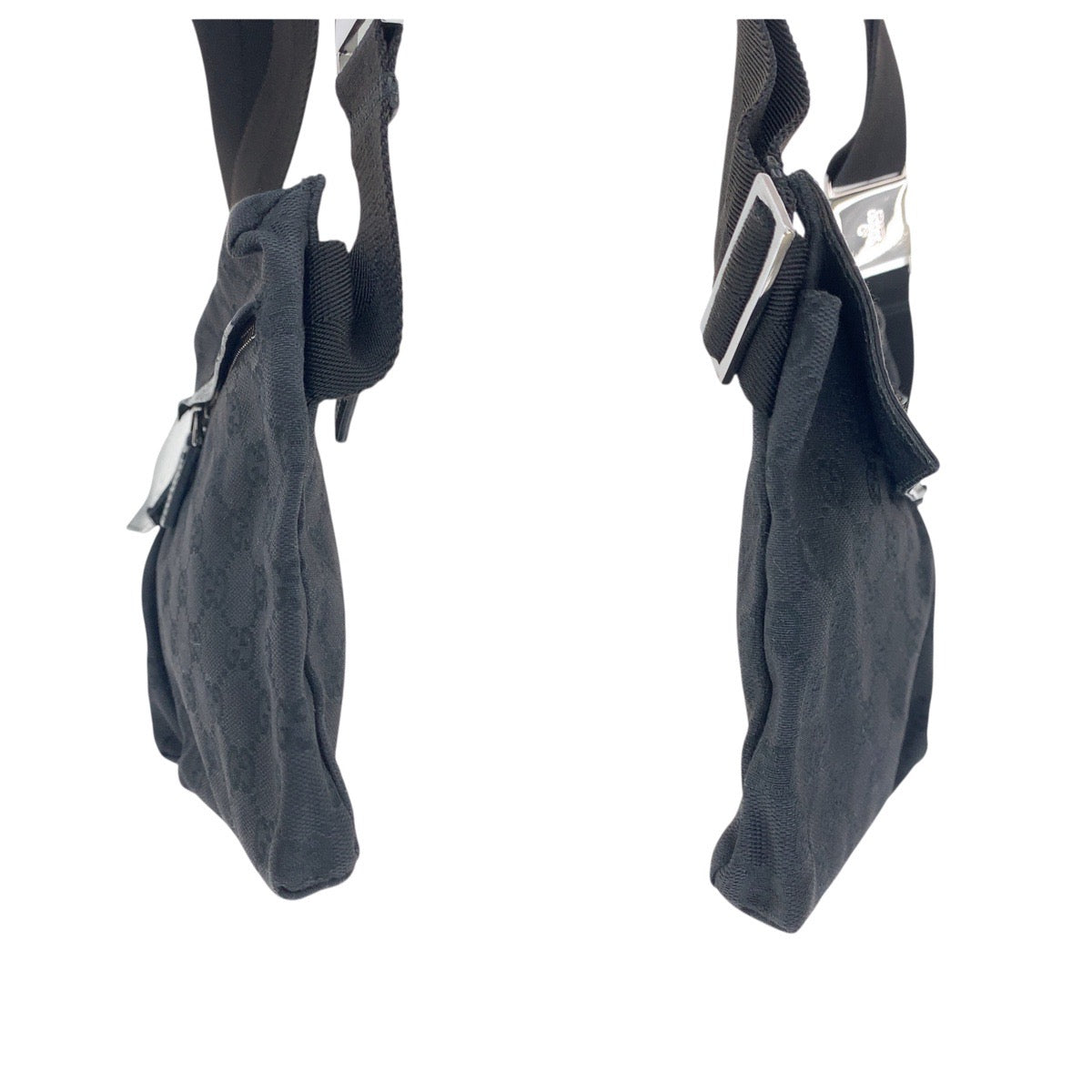 20768
GUCCI グッチ ブラック 黒 シルバー金具 GGキャンバス / レザー 28566 ボディバッグ ウエストポーチ レディース ABP42