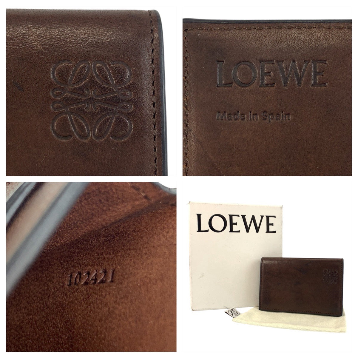20769
LOEWE ロエベ アナグラム ブラウン レザー カードケース 名刺入れ メンズ AB16