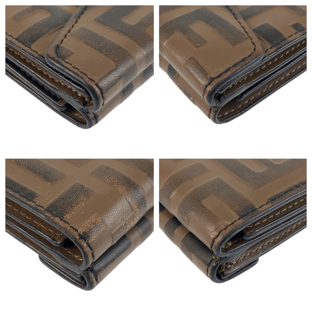 20770
FENDI フェンディ ズッカ エフイズフェンディ ブラウン ゴールド金具 レザー 3M0395AAFM2098210 折財布 コンパクトウォレット レディース AB16