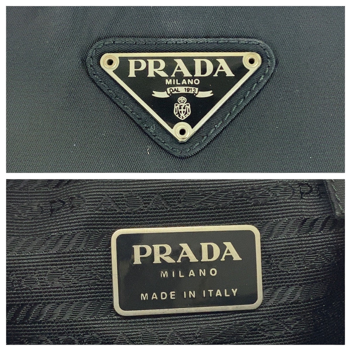 20773
PRADA プラダ テスート 三角ロゴプレート ブラック 黒 シルバー金具 ナイロン ショルダーバッグ トートバッグ レディース ABP35