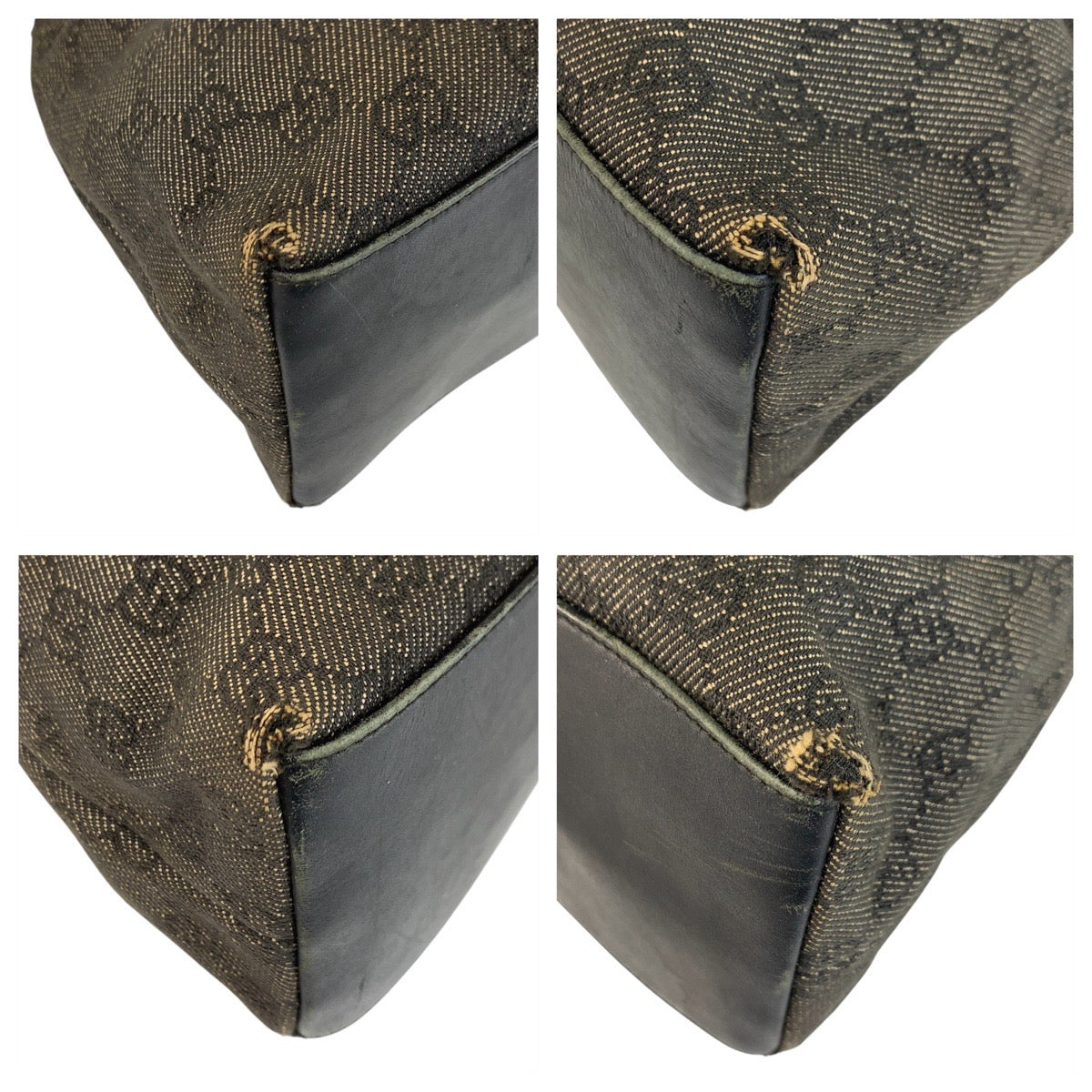 20774
GUCCI Bamboo Black Gold Hardware GG Canvas 92708 Handbag Women's AB22