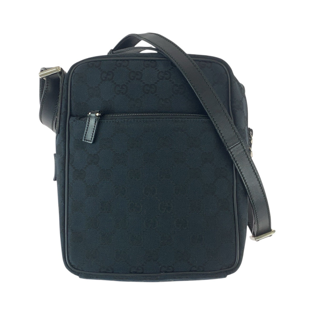 20776
GUCCI Black Silver Hardware GG Canvas / Leather 018.1612 Shoulder Bag Messenger Bag Women's ABP35