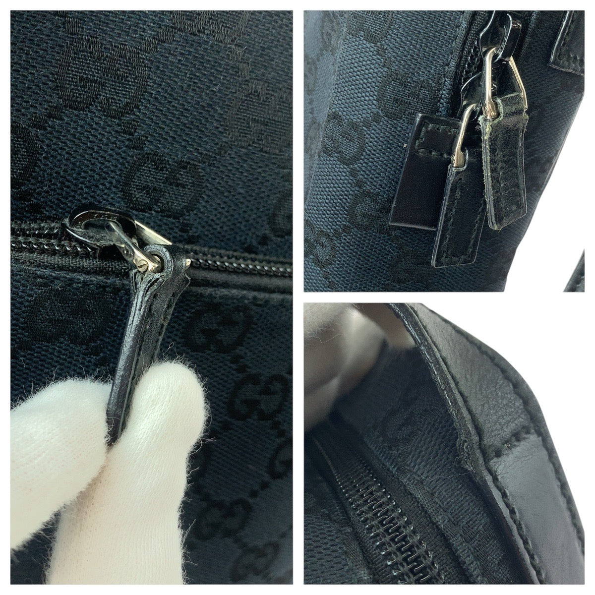 20776
GUCCI Black Silver Hardware GG Canvas / Leather 018.1612 Shoulder Bag Messenger Bag Women's ABP35