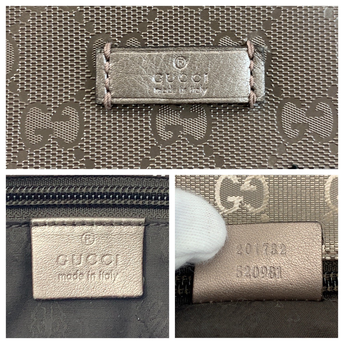 20778
GUCCI グッチ GGインプリメ メタリックブラウン シルバー金具 PVC 201732 ショルダーバッグ メッセンジャーバッグ レディース ABP44