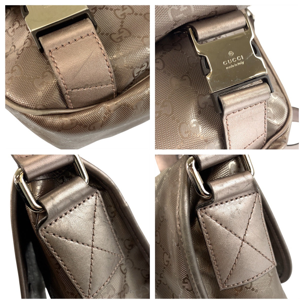 20778
GUCCI グッチ GGインプリメ メタリックブラウン シルバー金具 PVC 201732 ショルダーバッグ メッセンジャーバッグ レディース ABP44