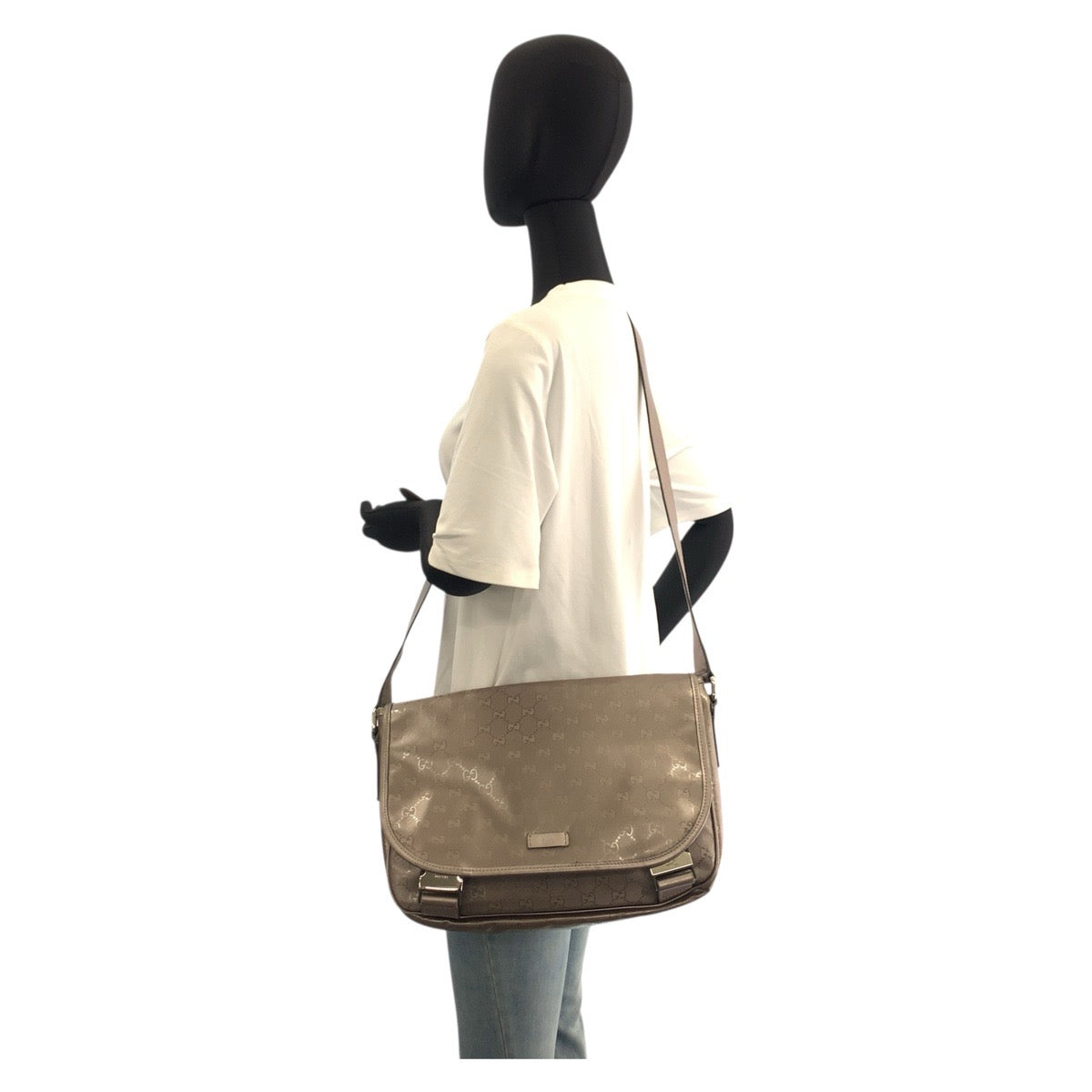 20778
GUCCI グッチ GGインプリメ メタリックブラウン シルバー金具 PVC 201732 ショルダーバッグ メッセンジャーバッグ レディース ABP44