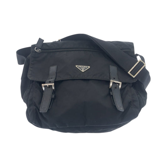 20779
PRADA プラダ テスート 三角ロゴプレート ブラック 黒 シルバー金具 ナイロン / レザー ショルダーバッグ メッセンジャーバッグ レディース ABP36