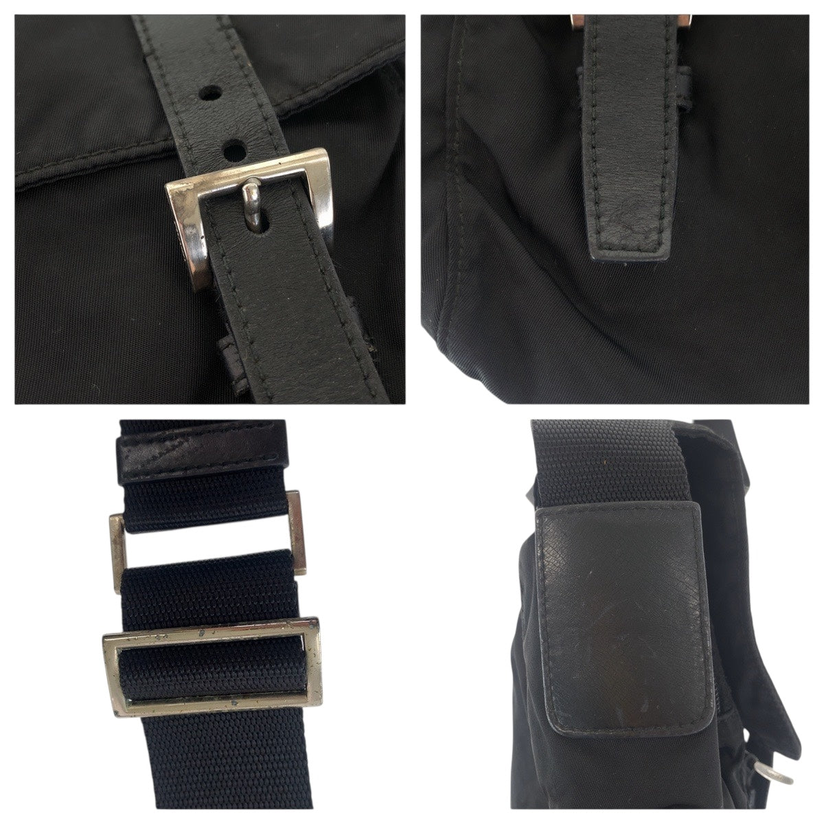 20779
PRADA プラダ テスート 三角ロゴプレート ブラック 黒 シルバー金具 ナイロン / レザー ショルダーバッグ メッセンジャーバッグ レディース ABP36