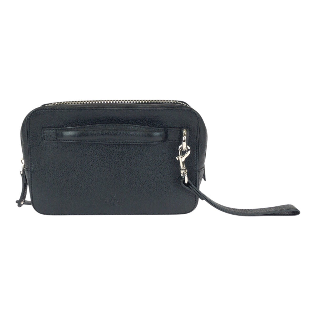 20780
GUCCI Black Leather 256076 Clutch Bag Second Bag Men's with Silver Hardware ABP36
