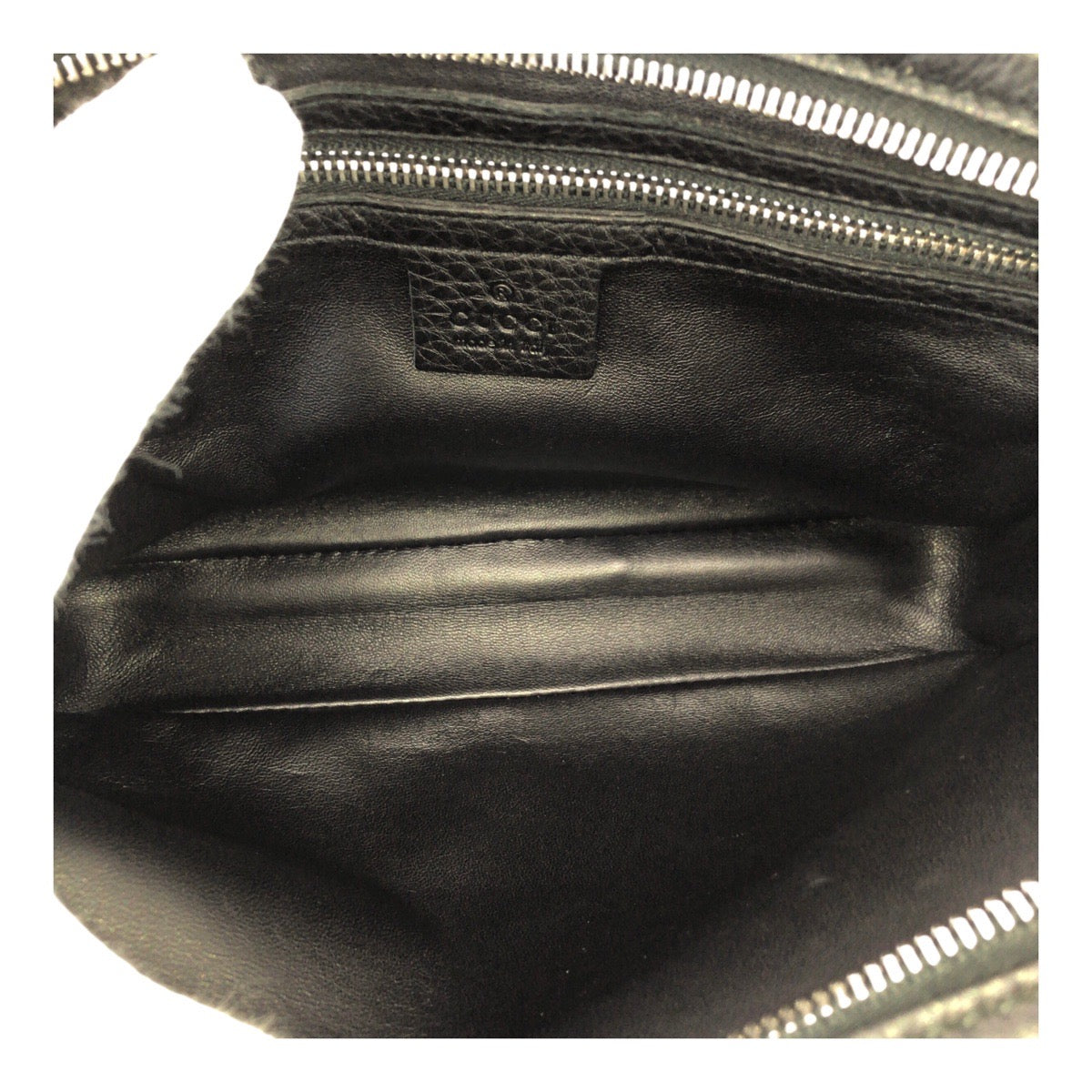 20780
GUCCI Black Leather 256076 Clutch Bag Second Bag Men's with Silver Hardware ABP36