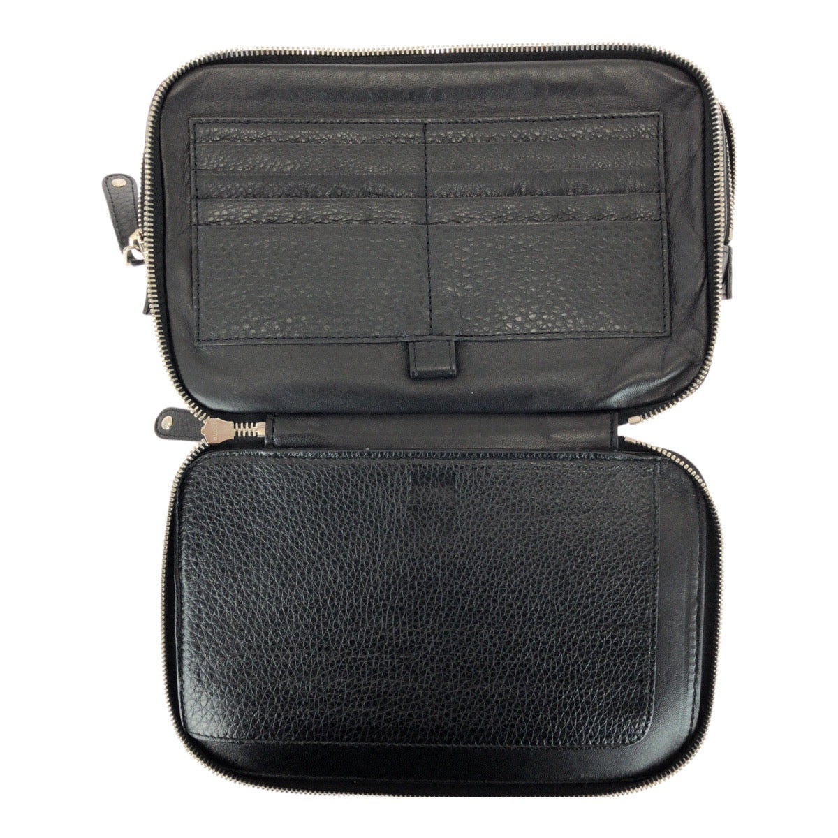 20780
GUCCI Black Leather 256076 Clutch Bag Second Bag Men's with Silver Hardware ABP36
