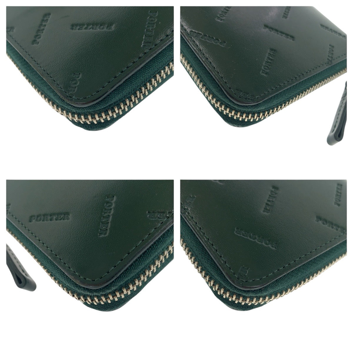 20781
PORTER Enchase Green Silver Hardware Leather Long Wallet Round Zipper Men's ABP3